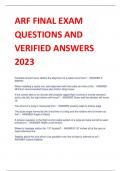 ARF FINAL EXAM  QUESTIONS AND  VERIFIED ANSWERS  2023