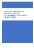 ACCIDENT AND HEALTH INSURANCE EXAM QUESTIONS/231 QUESTIONS AND ANSWERS