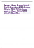 Edexcel A Level Chinese Paper 2 Mark Scheme June 2023 / Edexcel Chinese GCSE 2023 Listening papers – Higher 2024 LATEST UPDATE GRADED A+ 