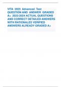 VITA 2023 Advanced Test QUESTION AND ANSWER GRADED  A+ 2023-2024 ACTUAL QUESTIONS  AND CORRECT DETAILED ANSWERS  WITH RATIONALES VERIFIED 