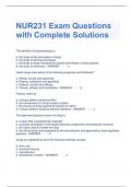 NUR231 Exam Questions with Complete Solutions