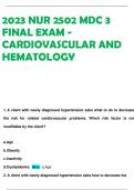 2023 NUR 2502 MDC 3 FINAL EXAM - CARDIOVASCULAR AND HEMATOLOGY