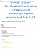 FLORIDA TEACHER CERTIFICATION EXAMINATIONS (FTCE) GENERAL KNOWLEDGE- ENGLISH PRACTICE TEST 1, 2, 3, &4