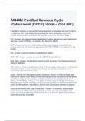 AAHAM Certified Revenue Cycle Professional (CRCP) Terms - 2024 (KD) Exam