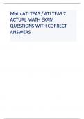 Math ATI TEAS / ATI TEAS 7 ACTUAL MATH EXAM QUESTIONS WITH CORRECT ANSWERS