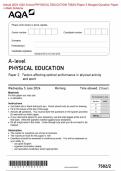 2024 AQA A-level PHYSICAL EDUCATION 7582/2 Paper 2 Factors affecting optimal performance in physical activity and sport Question Paper & Mark Scheme (Merged)