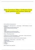   Basic Corrections Officer: Certification Study Guide questions and answers latest top score.