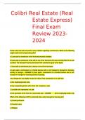 Colibri Real Estate (Real Estate Express) Final Exam Review(2023 updated)fully solved