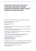 Florida Fire instructor I Test prep (Instructor prep test for Florida certification) Questions With Correct Solutions, Already Passed!!