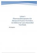  Lehne's Pharmacotherapeutics for Advanced Practice Providers 1st Edition by Laura Rosenthal Test Bank All chapters