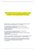    HP NURS 242 Final Exam questions and answers 100% guaranteed success.