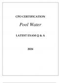 CPO CERTIFICATION POOL WATER LATEST EXAM Q & A 2024.