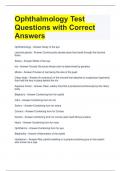 Ophthalmology Test Questions with Correct Answers 