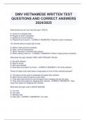 DMV VIETNAMESE WRITTEN TEST QUESTIONS AND CORRECT ANSWERS 2024/2025