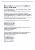 Florida Class E Learner's Permit Exam Study Guide 2024 