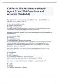 California Life Accident and Health Agent Exam 2024 Questions and Answers (Graded A)