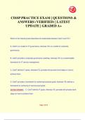 CISSP PRACTICE EXAM | QUESTIONS &  ANSWERS (VERIFIED) | LATEST  UPDATE | GRADED A+CISSP PRACTICE EXAM | QUESTIONS &  ANSWERS (VERIFIED) | LATEST  UPDATE | GRADED A+