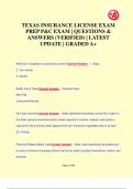 TEXAS INSURANCE LICENSE EXAM  PREP P&C EXAM | QUESTIONS &  ANSWERS (VERIFIED) | LATEST  UPDATE | GRADED A+