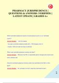 PHARMACY JURISPRUDENCE |  QUESTIONS & ANSWERS (VERIFIED) |  LATEST UPDATE | GRADED A+