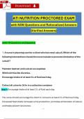 Nutrition ATI Proctored Exam (2023 / 2024) with NGN Questions and Verified Rationalized Answers, 100% Guarantee Pass