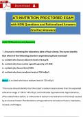 ATI Nutrition Proctored Exam (2023 / 2024) with NGN Questions and Verified Rationalized Answers, 100% Guarantee Pass