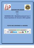 NURSING 204 Multidimensional Care 3 Exam Questions & Answers 2024 update