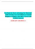 Test Bank for Davis Advantage for Maternal- Child Nursing Care 3rd Edition by Scannell Ruggiero. Complete with 100% Correct and Verified Answers. ALREADY GRADED A+