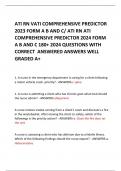 ATI RN VATI COMPREHENSIVE PREDICTOR 2023 FORM A B AND C/ ATI RN ATI COMPREHENSIVE PREDICTOR 2024 FORM A B AND C 180+ 2024 QUESTIONS WITH CORRECT  ANSWERED ANSWERS WELL GRADED A+