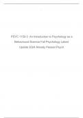 PSYC 1150-3  An Introduction to Psychology as a Behavioural Science Fall Psychology Latest Update 2024 Already Passed