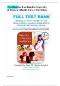 Test Bank for Lowdermilk: Maternity & Women’s Health Care, 13th Edition Updated with all Chapters