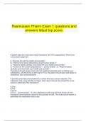   Rasmussen Pharm Exam 1 questions and answers latest top score.