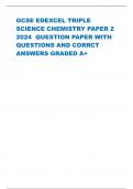 GCSE EDEXCEL TRIPLE  SCIENCE CHEMISTRY PAPER 2  2024 QUESTION PAPER WITH  QUESTIONS AND CORRCT  ANSWERS GRADED A+