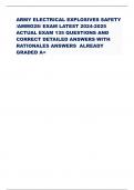 ARMY ELECTRICAL EXPLOSIVES SAFETY /AMMO28/ EXAM LATEST 2024-2025 ACTUAL EXAM 135 QUESTIONS AND CORRECT DETAILED ANSWERS WITH RATIONALES ANSWERS  ALREADY GRADED A+   