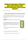 Student Exploration: DistanceTime and Velocity-Time  Graphs Questions with Correct  Answers 