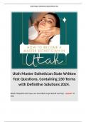 Utah Master Esthetician State Written Test Questions, Containing 230 Terms with Definitive Solutions 2024.