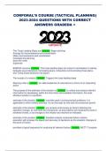 CORPORAL'S COURSE (TACTICAL PLANNING) 2023-2024 QUESTIONS WITH CORRECT ANSWERS GRADEDA + The Troop Leading Steps are - answer Begin planning Arrange for reconnaissance and coordination Make reconnaissance and coordination Complete the planning Issue th