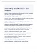 Parasitology Exam Questions and Answers- Graded A