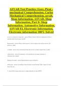 ASVAB Test Practice (Geo), Picat - mechanical Comprehension, Carlos  Mechanical Comprehension, ASVAB, Part 8- Shop  Information, Automotive Information,  ASVAB EI, Electronic Information 100% Solved