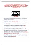 NASM/AFAA Group Fitness Instructor 2023-2024 Exam Prep| 155 QUESTIONS| WITH COMPLETE SOLUTIONS GRADED A+ "Pick a spot on the floor and keep your eyes on it" is a cue to which correct common form mistake? trouble balancing 2-beat cueing is best repre