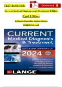 Test Bank For Current Medical Diagnosis And Treatment 2024, 63rd Edition By Maxine Papadakis, All Chapters 1 - 42, Verified Newest Version