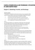 TEST BANK CLINICAL NURSING SKILLS AND TECHNIQUES, 10TH EDITION BY ANNE GRIFFIN PERRY ISBN- 978-0323708630 Unit 3.  Admitting, transfer, and discharge Verified 2024 Practice Questions and 100% Correct Answers with Explanations for Exam Preparation, Graded 