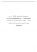 WGU C253- Advanced Managerial Accounting preassessment - Preassessment test Latest Update 2024 Version Questions and Verified Correct Answers Already Graded A+