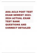 AHA ACLS POST TEST EXAM NEWEST 2023- 2024 ACTUAL EXAM TEST BANK QUESTIONS AND CORRECT DETAILED ANSWERS WITH 