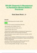 Weeks 1-8, Midterm & Final Exams: NR606 / NR 606 (Latest Updates 2024 / 2025 STUDY BUNDLE WITH COMPLETE SOLUTIONS) Diagnosis & Management in Psychiatric-Mental Health II Practicum Reviews | Complete Guides with Questions and Verified Answers | 100% Correc