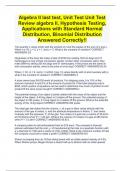 Algebra II last test, Unit Test Unit Test Review algebra II, Hypothesis Testing, Applications with Standard Normal Distribution, Binomial Distribution Answered Correctly!!