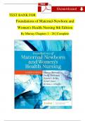 TEST BANK For Foundations of Maternal-Newborn and Women's Health Nursing 8th Edition By Murray, All Chapters 1 - 28, Complete Newest Version