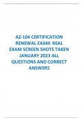 AZ-104 CERTIFICATION  RENEWAL EXAM REAL  EXAM SCREEN SHOTS TAKEN  JANUARY 2023 ALL  QUESTIONS AND CORRECT  ANSWERS