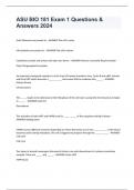 ASU BIO 181 Exam 1 Questions & Answers 2024