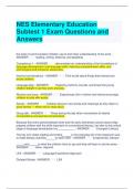 NES Elementary Education Subtest 1 Exam Questions and Answers