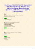 Final Exams: NSG527/ NSG 527 (ALL Latest 2024/ 2025 STUDY BUNDLE WITH COMPLETE SOLUTIONS) Psychopathology, Theories, and Advanced Clinical Modalities Exams| Questions and Verified Answers| 100% Correct| Grade A